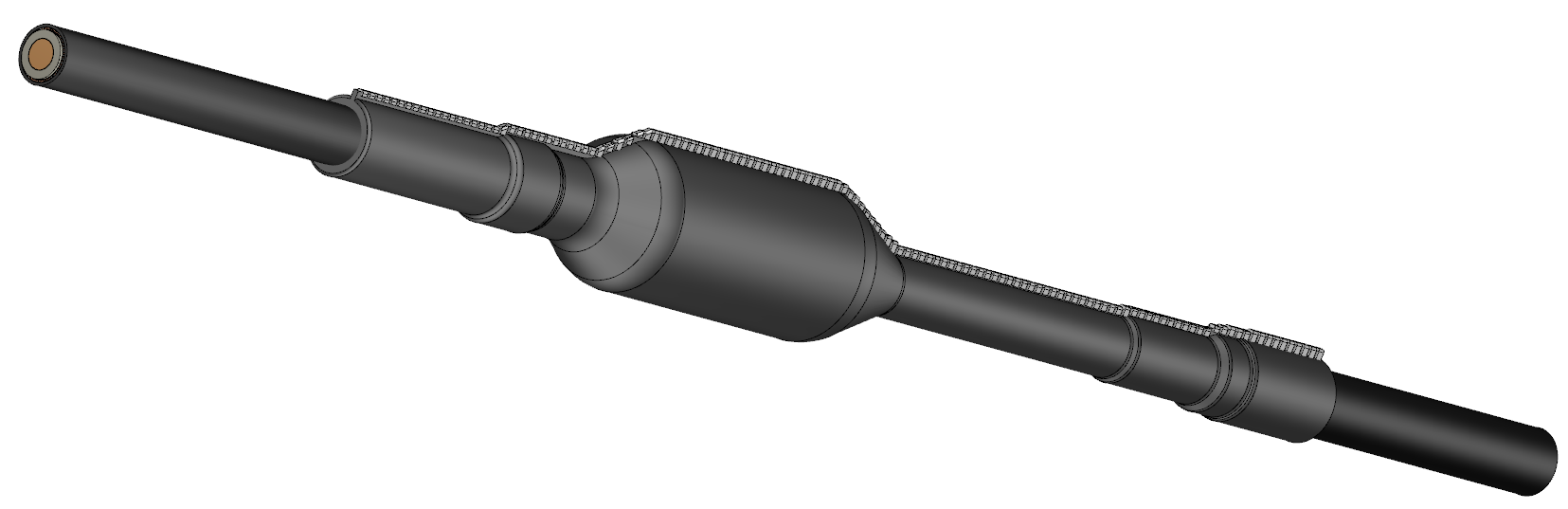Муфта соединительная с односоставным силиконовым телом с термоусаживаемой манжетой 220 кВ